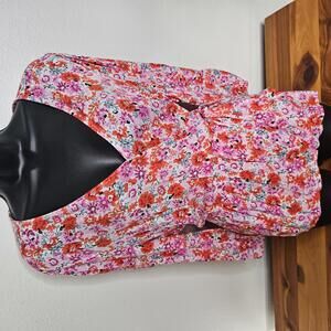Lucky Brand Ditsy Printed Charlie Wrap Top Size XL